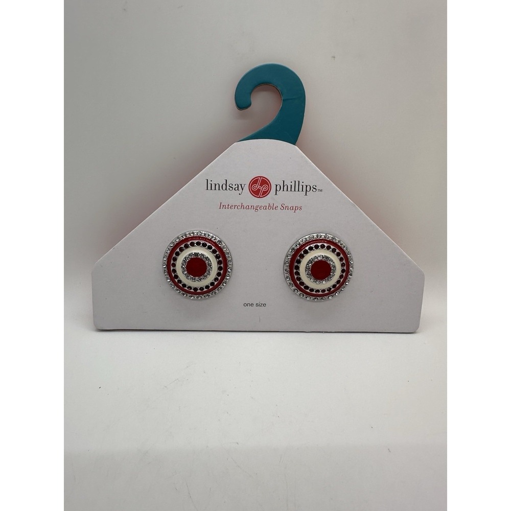 Lindsay Phillips Interchangeable Shoe Snaps Sara Red Rhinestone Design